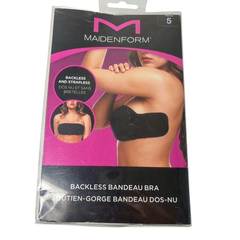 Maidenform Black Backless Bandeau Bra OPEN BOX Womens Size 5- 38B, 36C, 34D